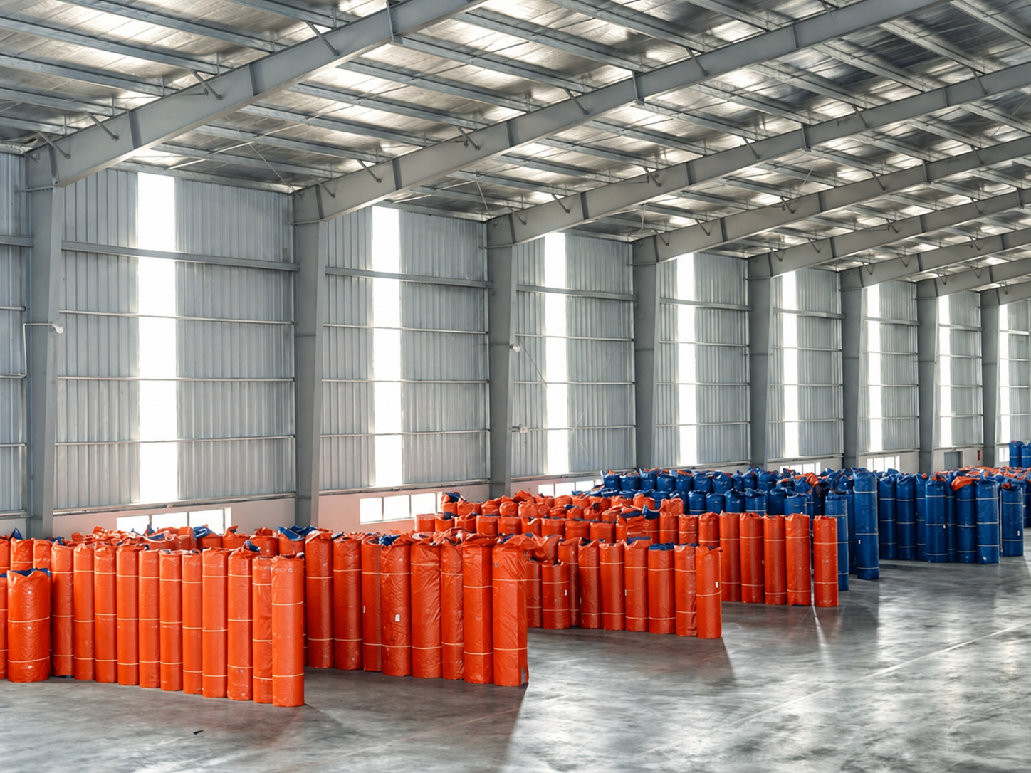 Các cuộn tấm Polycarbonate được lưu trữ trong kho thành phẩm VINASPC.