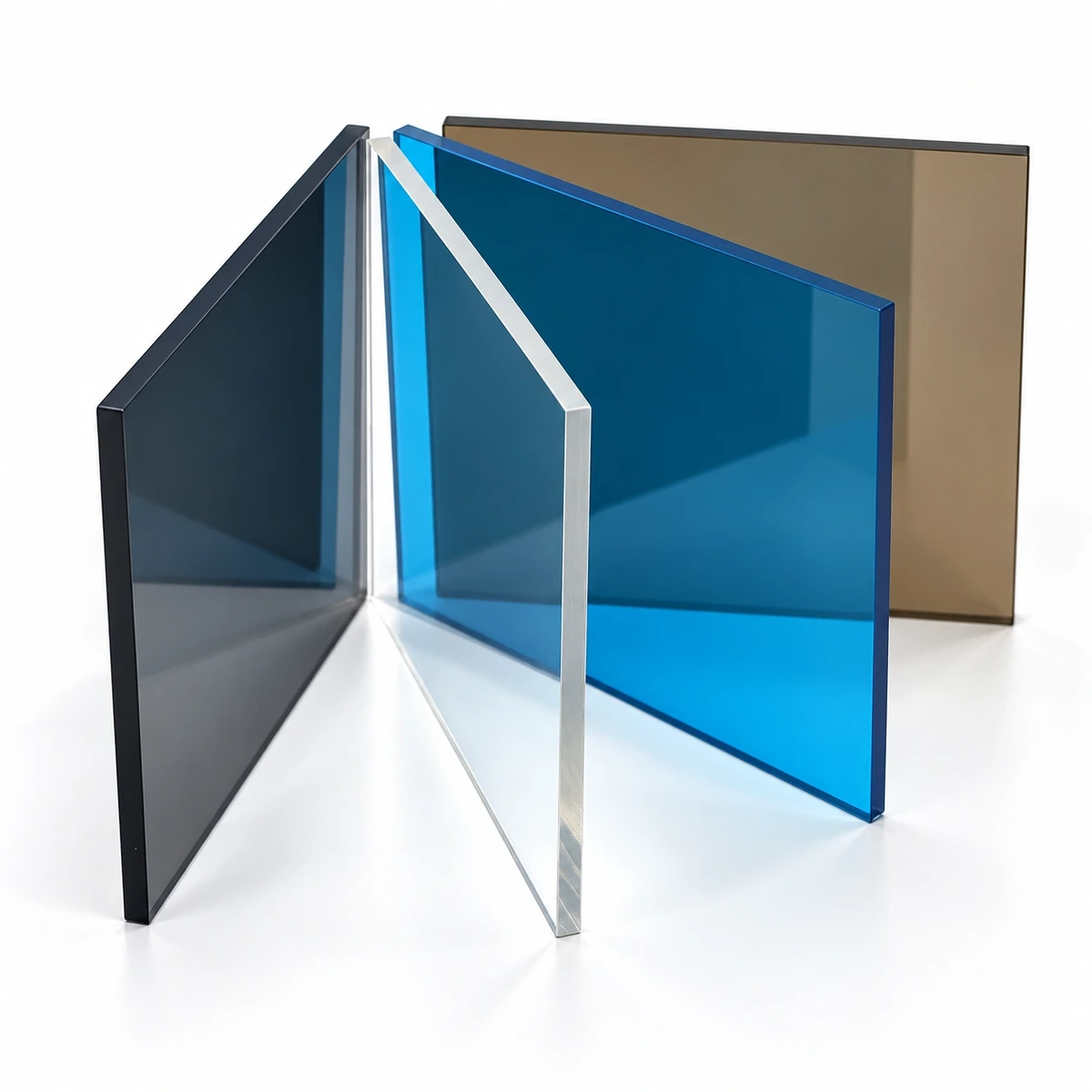 Các mẫu tấm Polycarbonate đặc có bề mặt phẳng và lõi đặc.