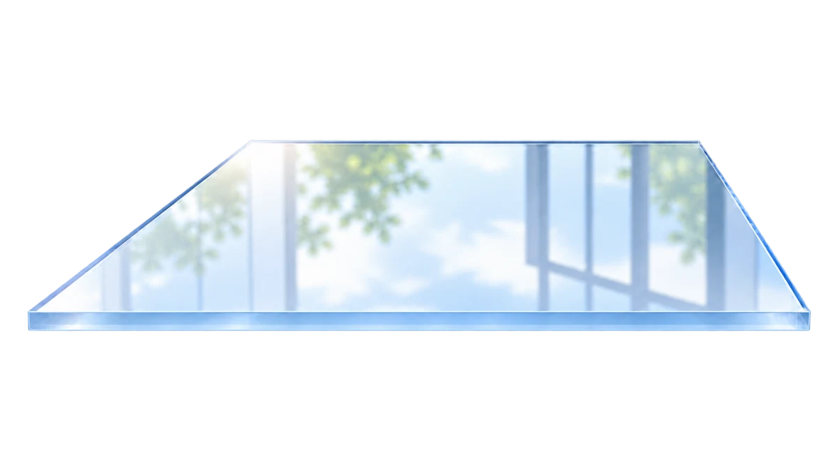 Tấm Polycarbonate đặc liền khối, bề mặt phẳng, trong và bóng; đủ bốn góc.